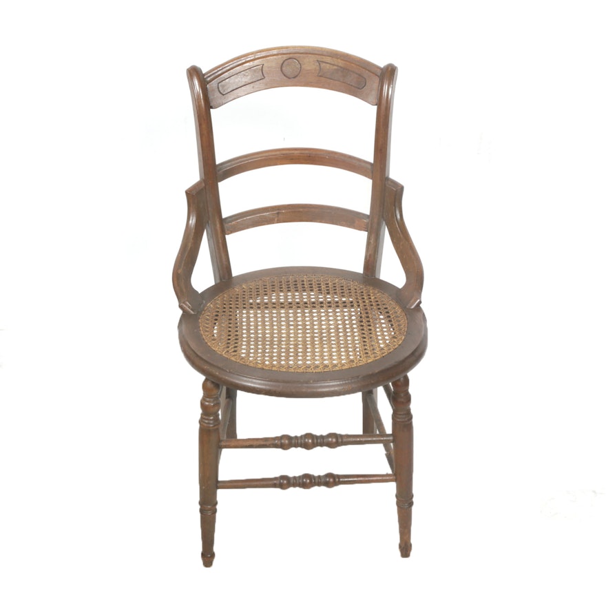 Vintage Walnut and Cane Seat Chair
