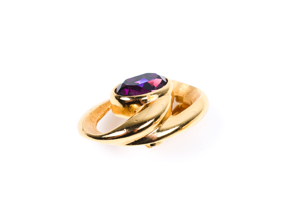 Christian Dior Gold Tone Rhinestone Earrings