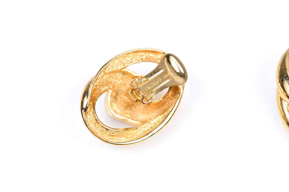 Christian Dior Gold Tone Rhinestone Earrings