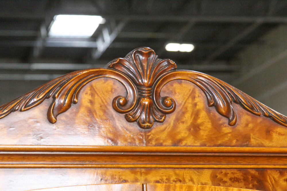 Vintage Louis XV Style Burl Wood China Cabinet by Rockford Furniture Company