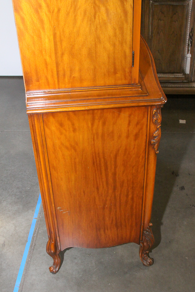 Vintage Louis XV Style Burl Wood China Cabinet by Rockford Furniture Company