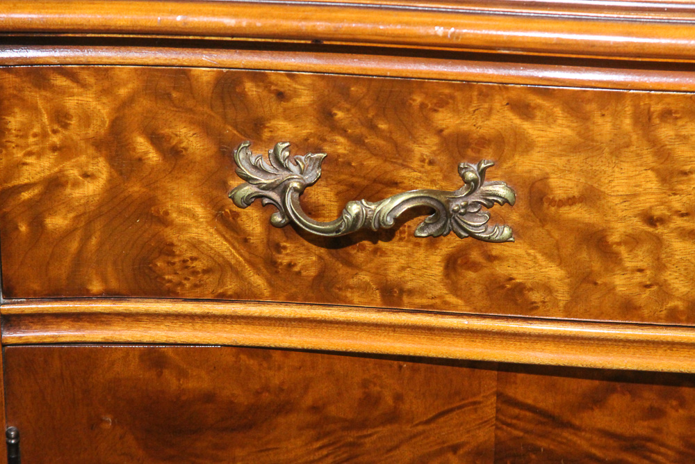Vintage Louis XV Style Burl Wood China Cabinet by Rockford Furniture Company