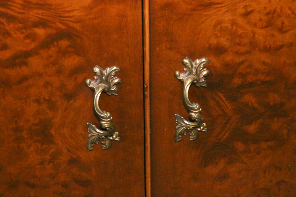 Vintage Louis XV Style Burl Wood China Cabinet by Rockford Furniture Company