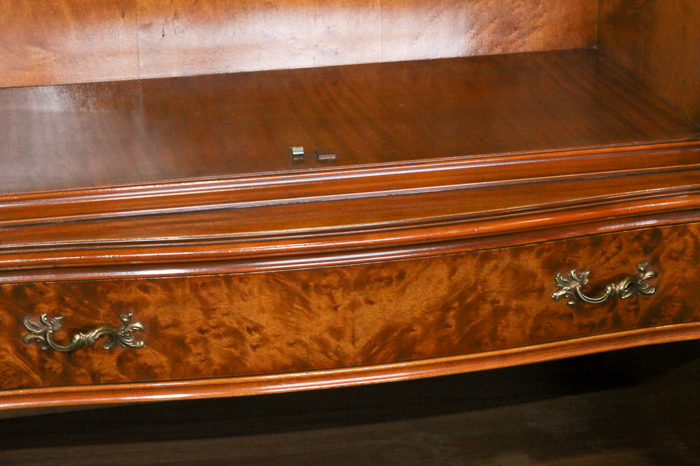 Vintage Louis XV Style Burl Wood China Cabinet by Rockford Furniture Company