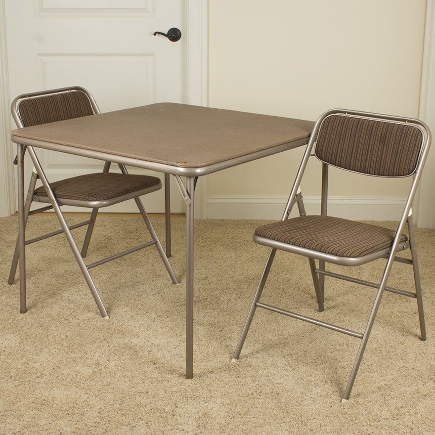 Vintage Folding Game Table and Chair Set by Samsonite