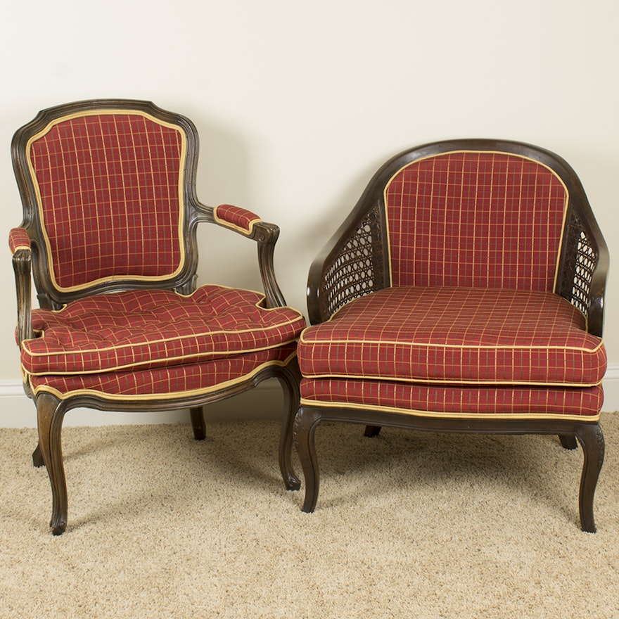 Vintage French Provincial Style Upholstered Chairs by H.I.S. Upholstery