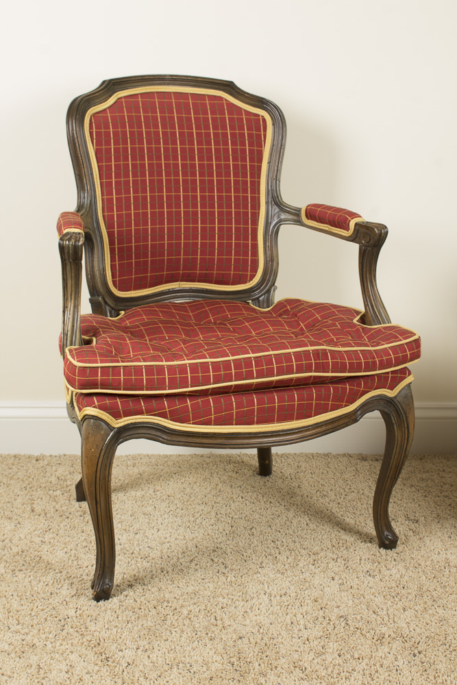 Vintage French Provincial Style Upholstered Chairs by H.I.S. Upholstery