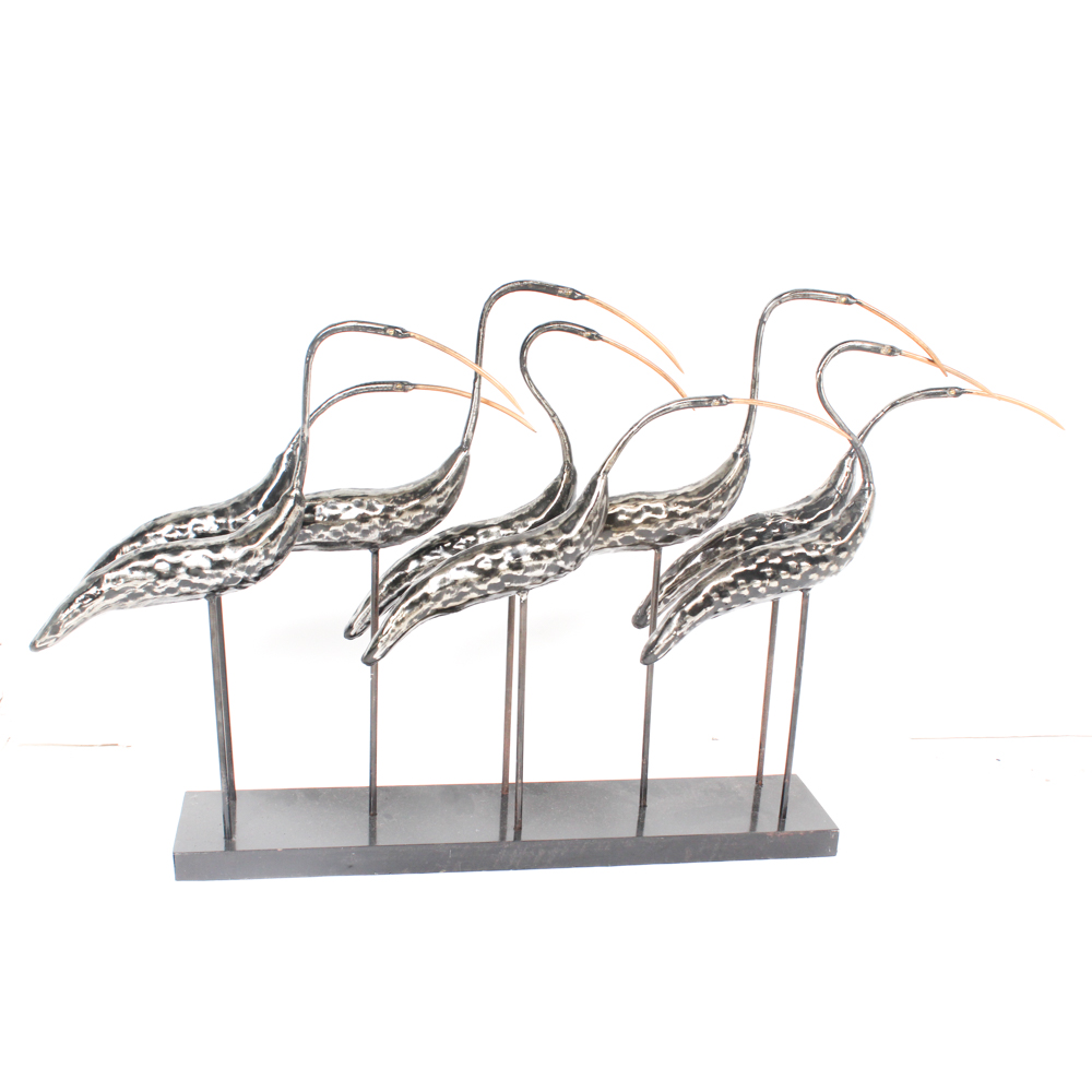 Wedge of Egrets Metal Sculpture