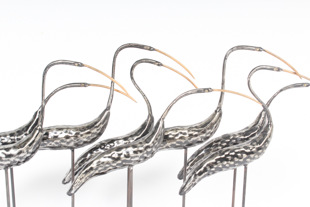 Wedge of Egrets Metal Sculpture