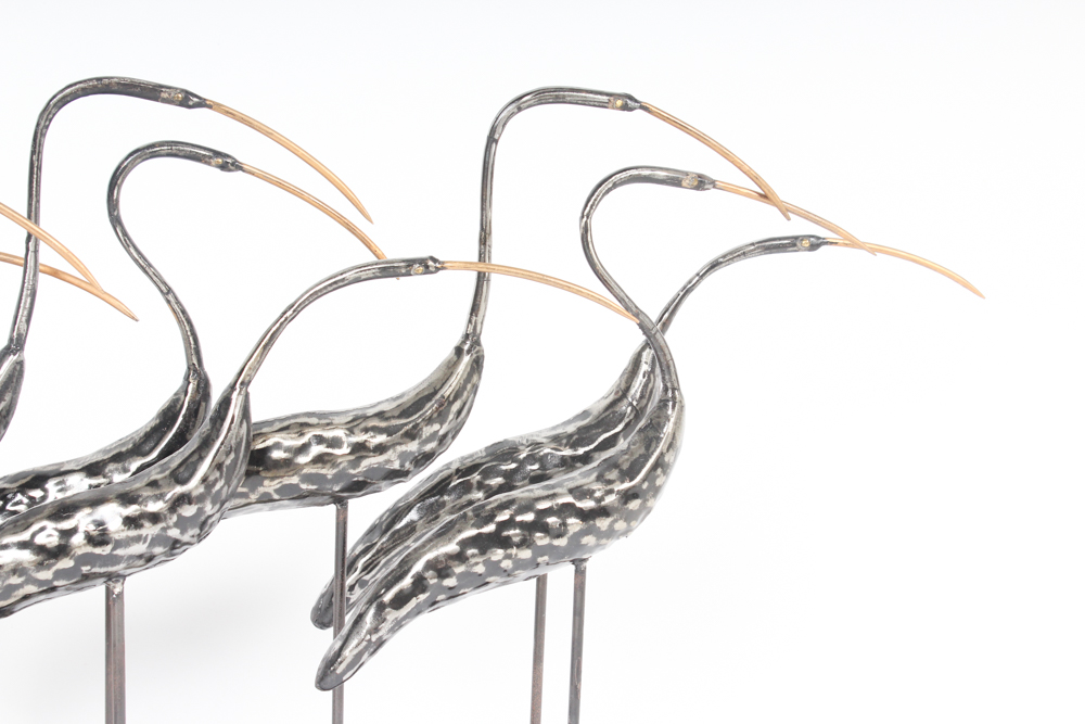 Wedge of Egrets Metal Sculpture