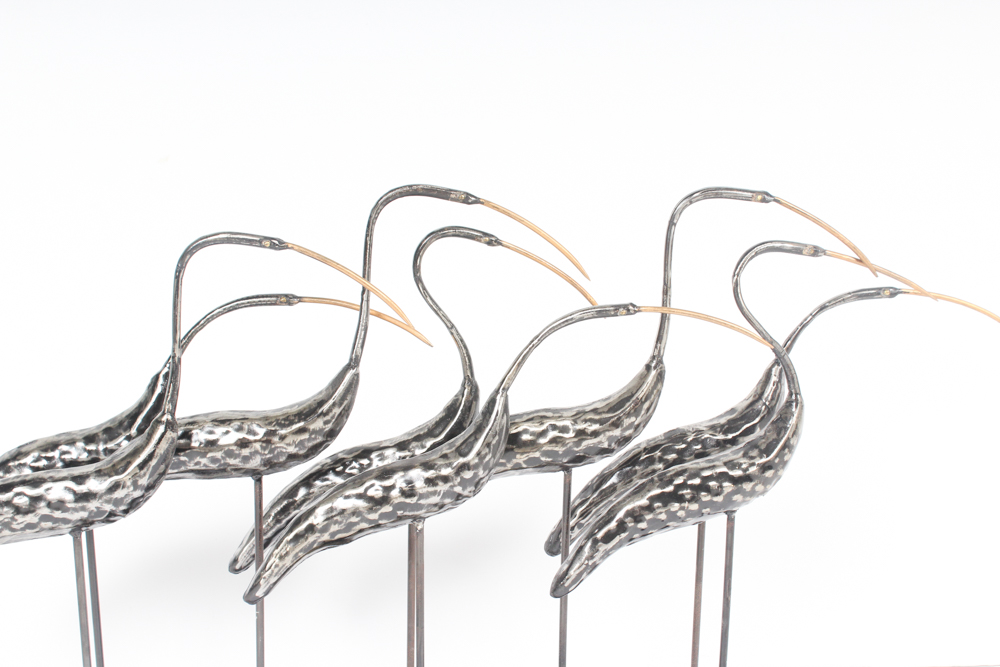 Wedge of Egrets Metal Sculpture