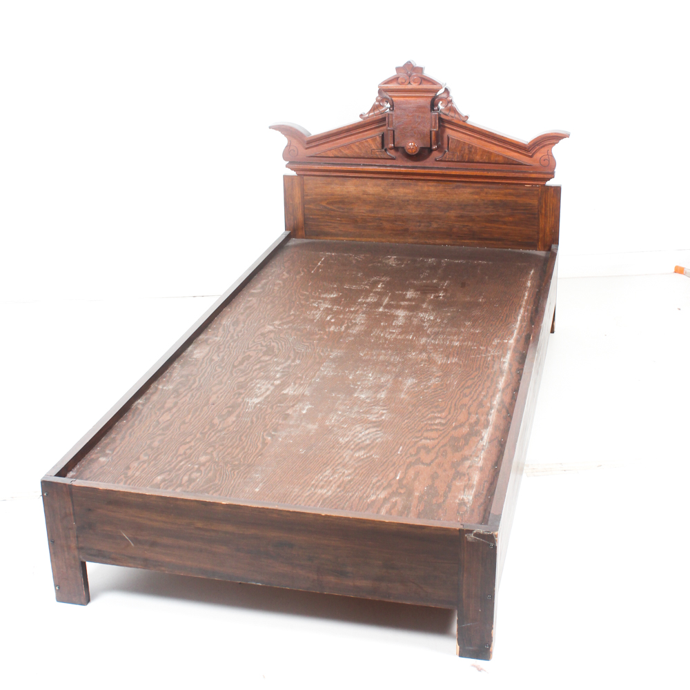 Antique Victorian Walnut Twin Headboard with Frame