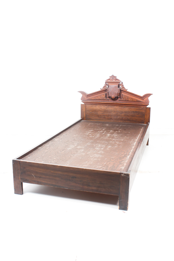 Antique Victorian Walnut Twin Headboard with Frame