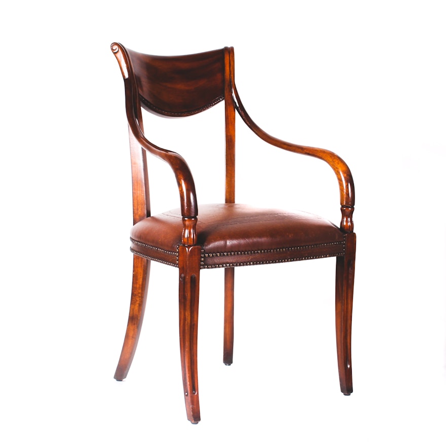 Mahogany Wood Armchair by Theodore Alexander