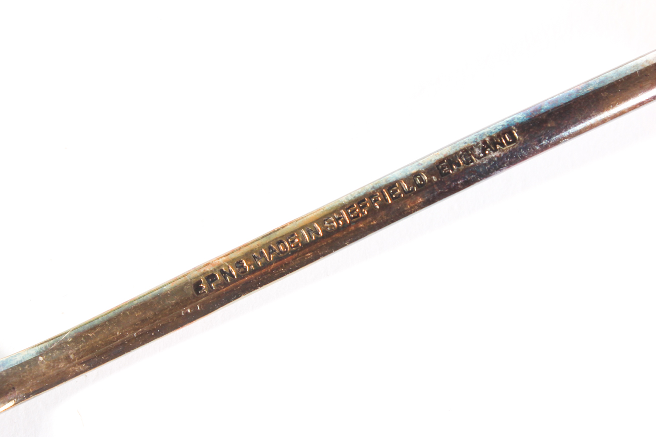 Vintage Art Deco Glass Stemware with Sheffield Silver Plate Cocktail Spoons