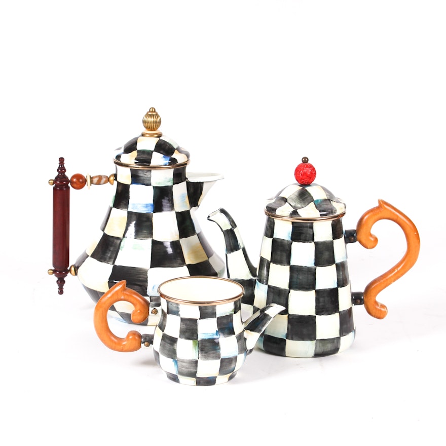 MacKenzie-Childs, Ltd. "Courtly Check" Enamelware Coffee and Tea Service