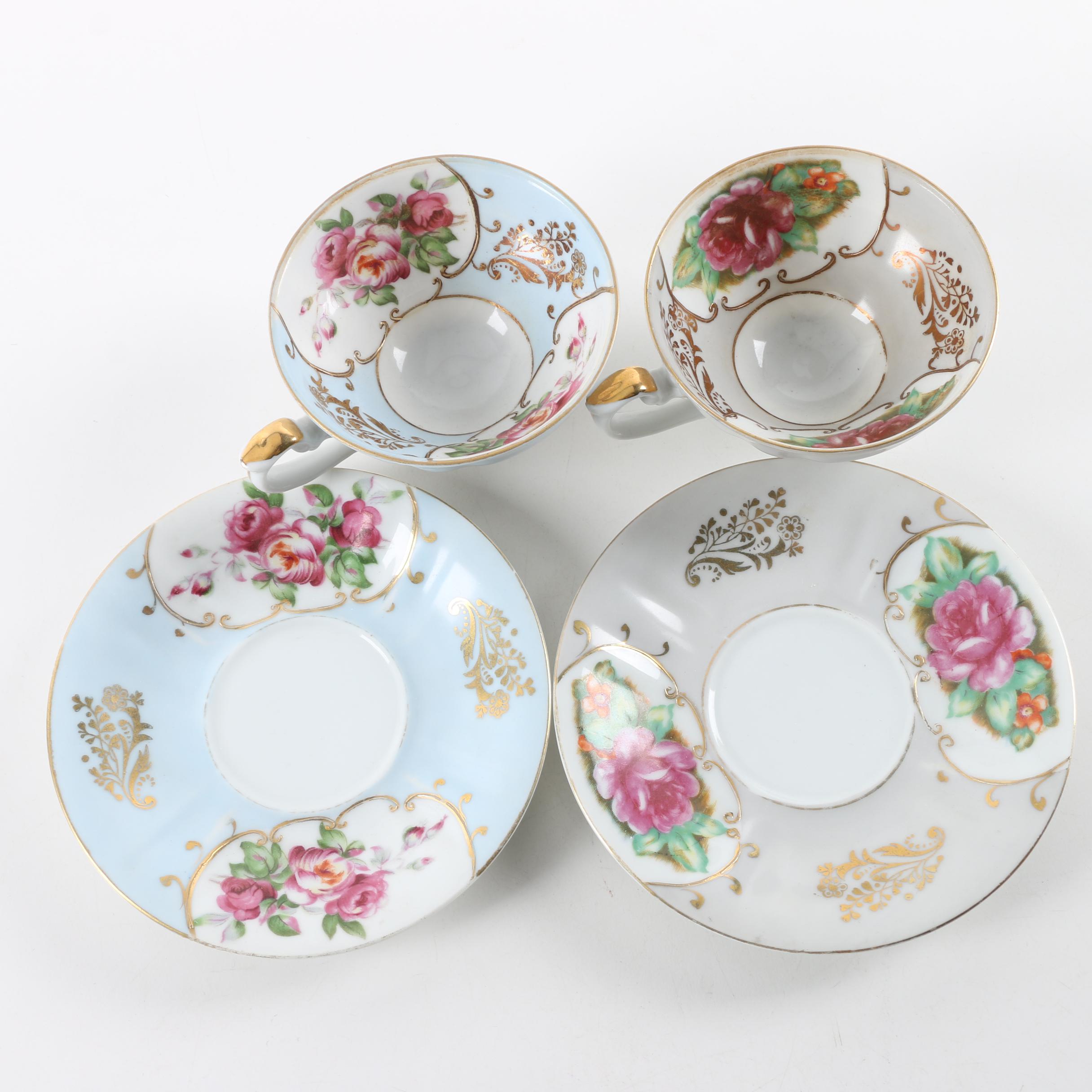 Antique and Vintage Porcelain Teacups and Saucers including Royal Albert