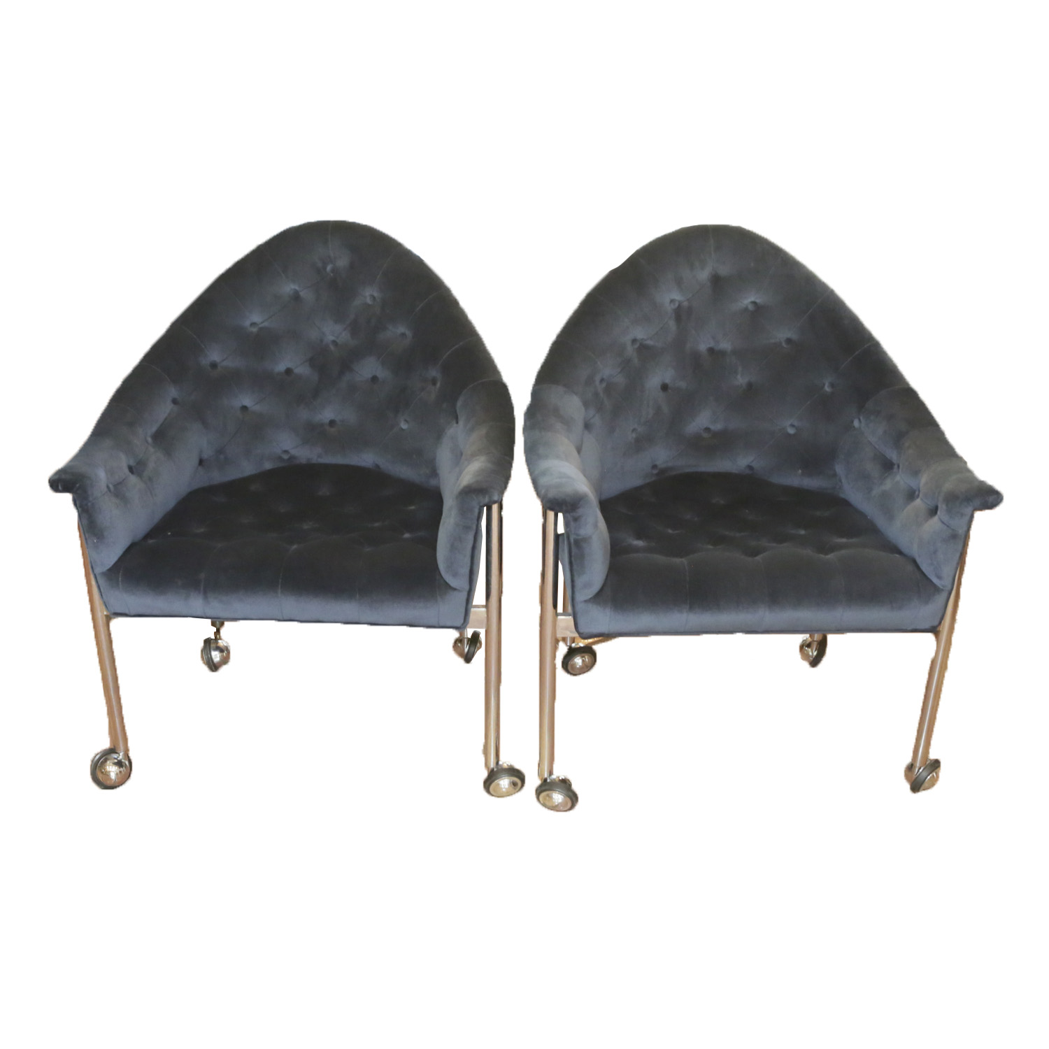 Modern Chesterfield Style Rolling Armchairs