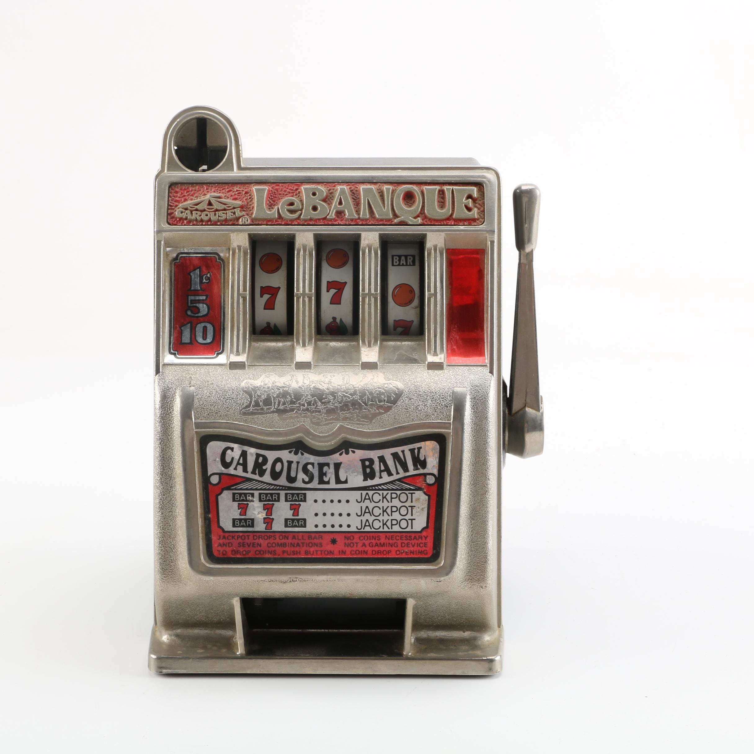 Vintage LeBanque Carousel Toy Slot Machine Coin Bank