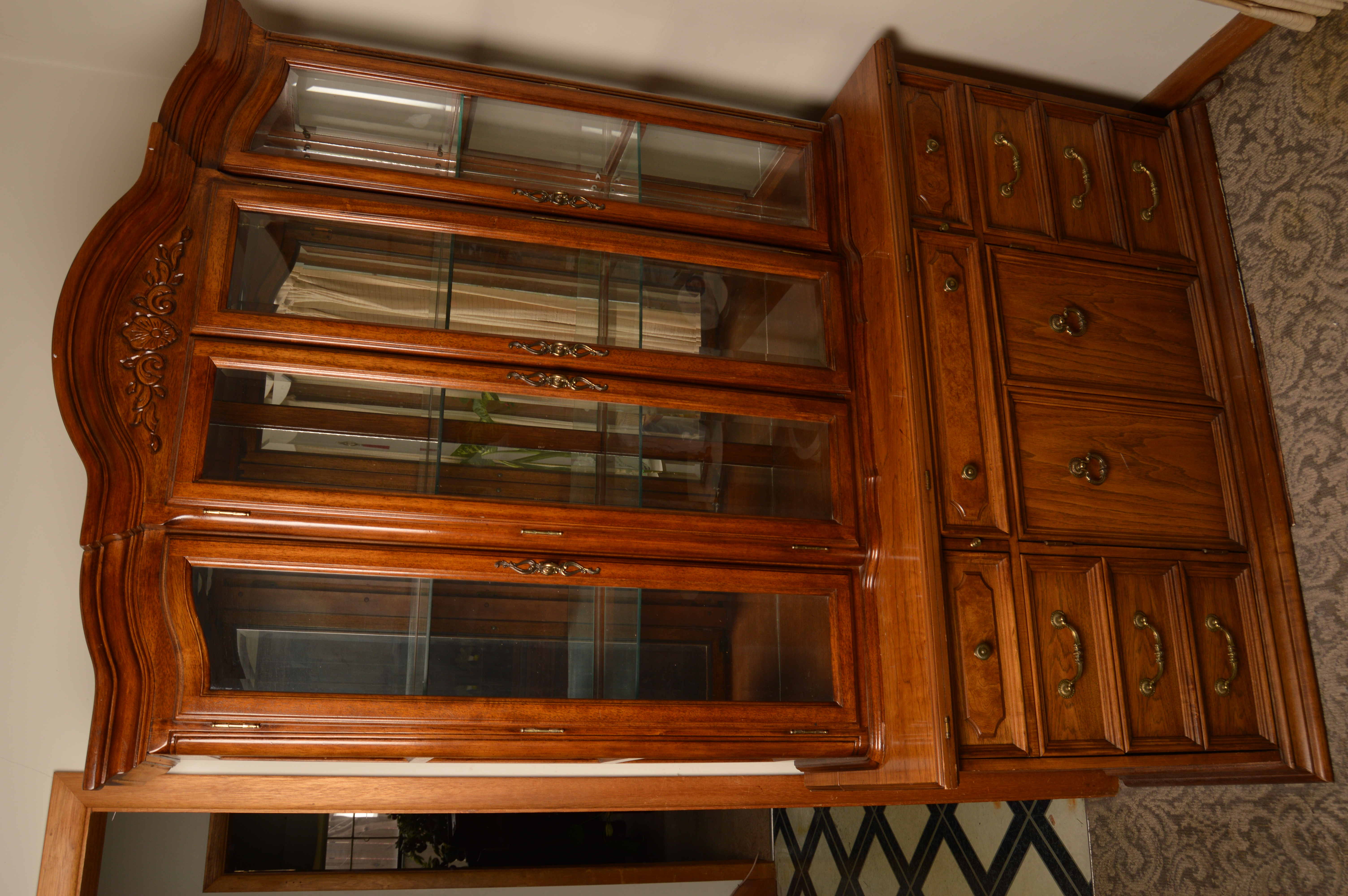 Vintage Two-Piece China Cabinet by Thomasville