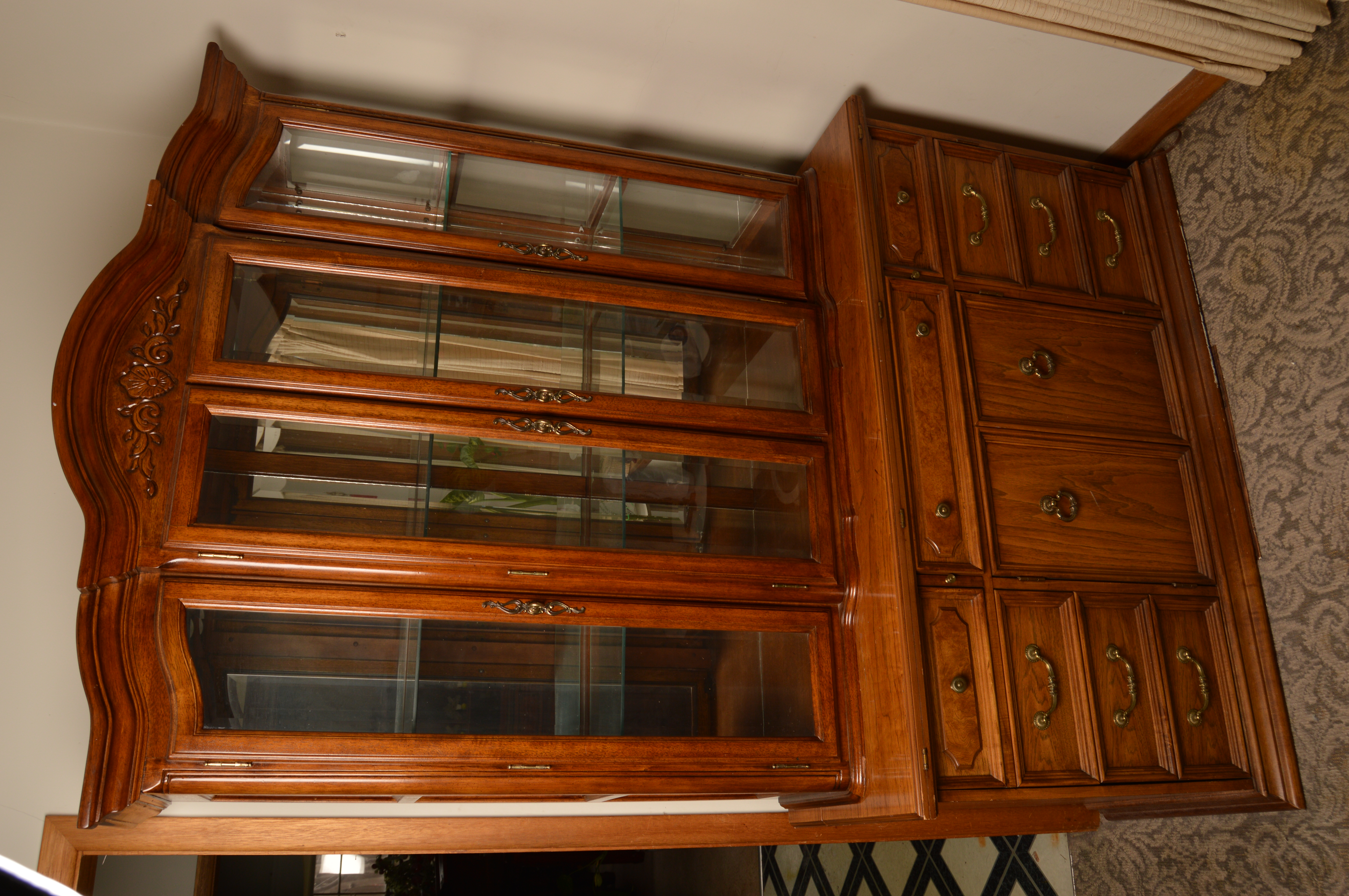 Vintage Two-Piece China Cabinet by Thomasville
