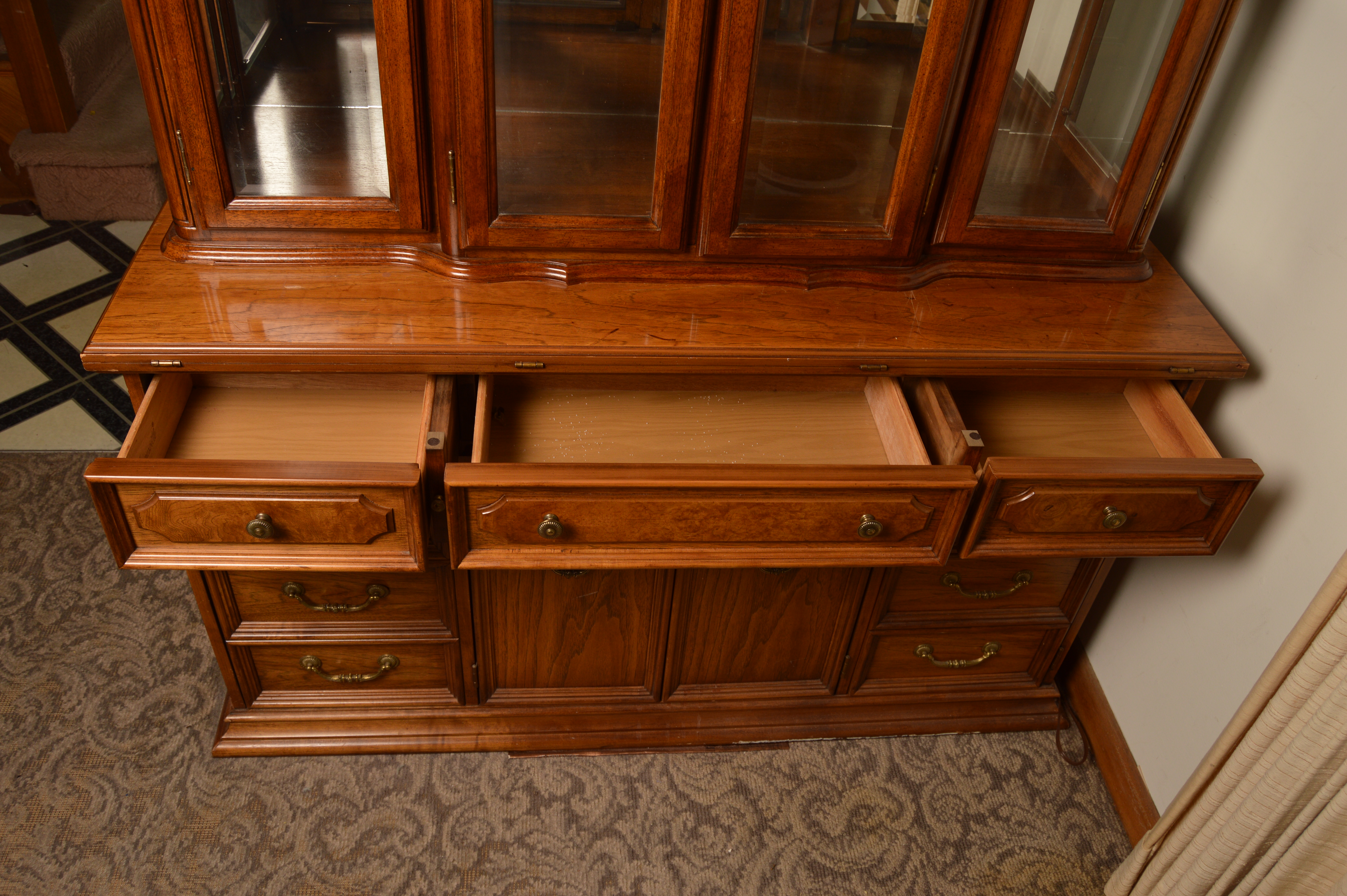 Vintage Two-Piece China Cabinet by Thomasville