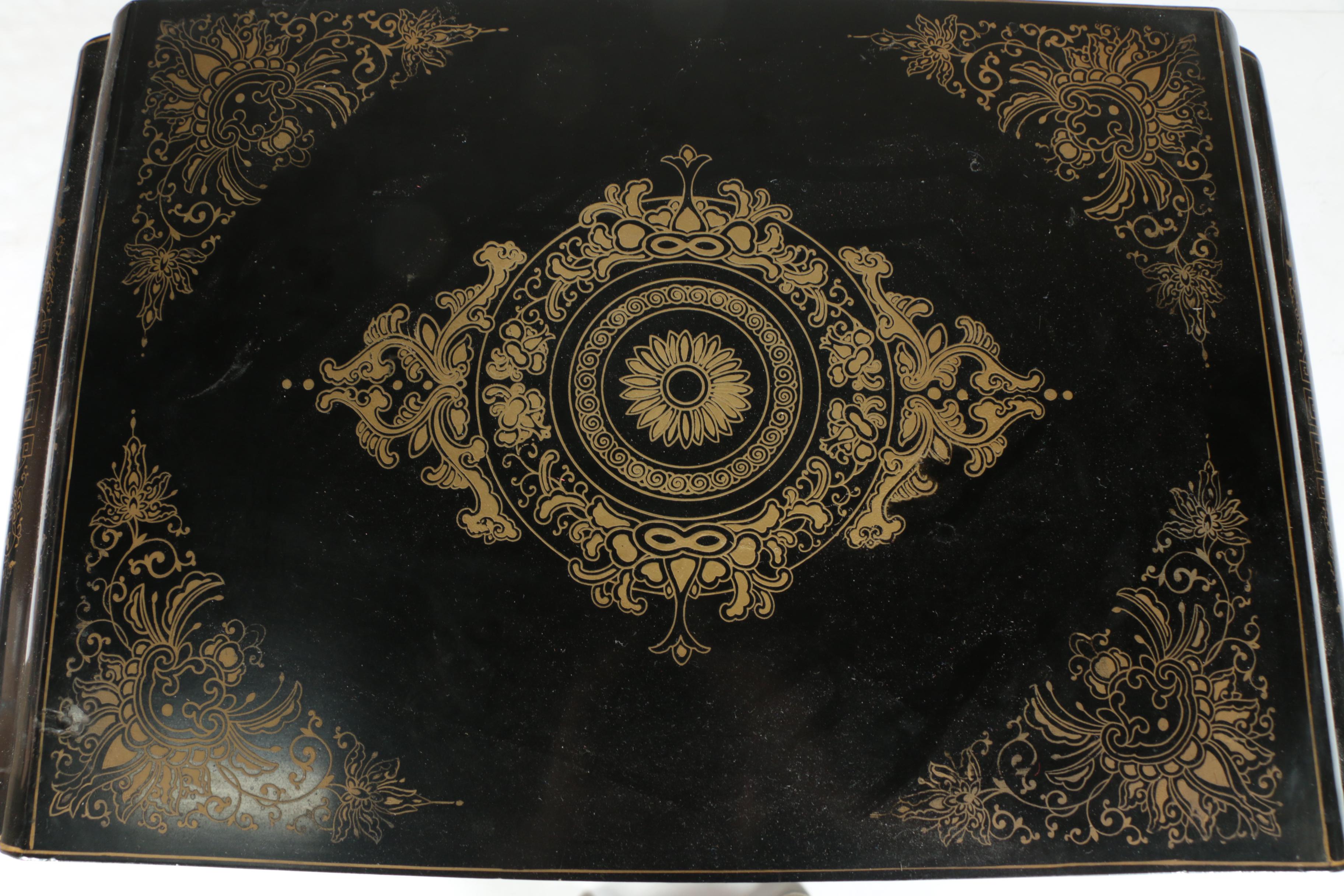 Chinese Black Lacquer and Hardstone Cabinet by Jinlong