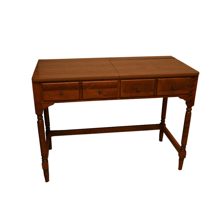 Ethan Allen Flip Top Walnut Vanity Table