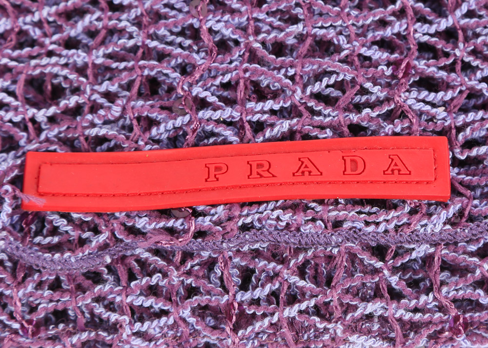 Prada Lilac Fishnet Open Weave Knit Shawl, Made in Italy