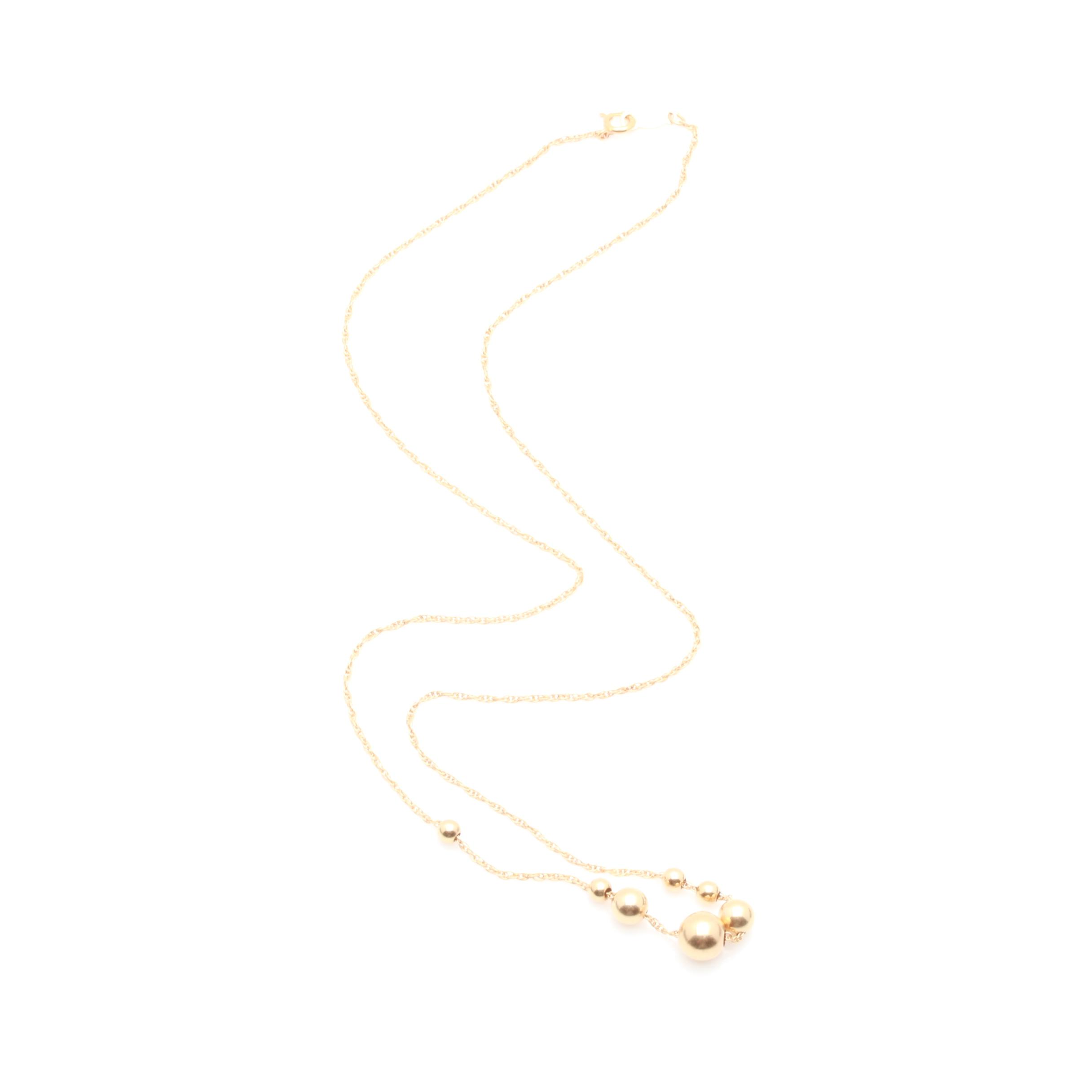 14K Yellow Gold Beaded Necklace