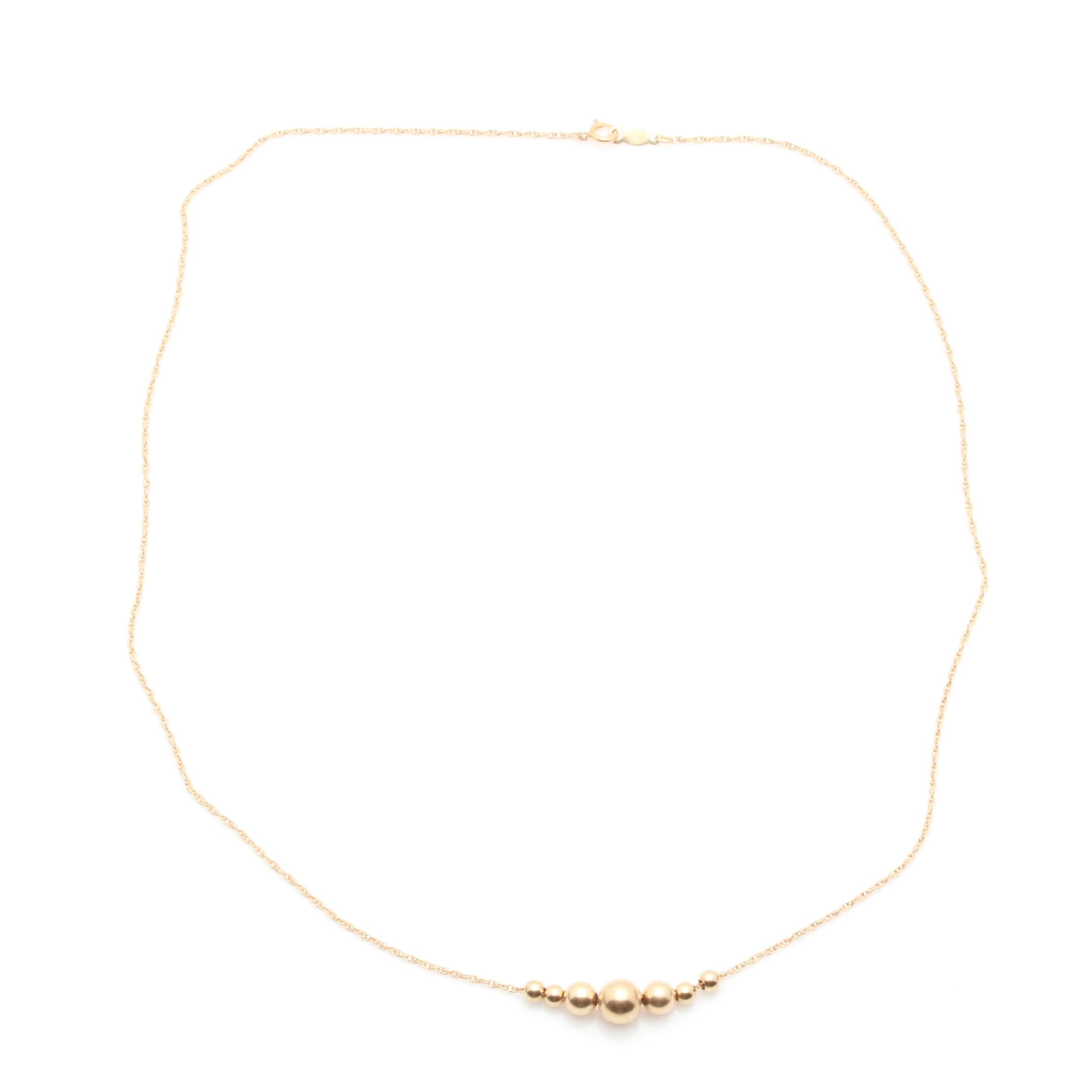 14K Yellow Gold Beaded Necklace
