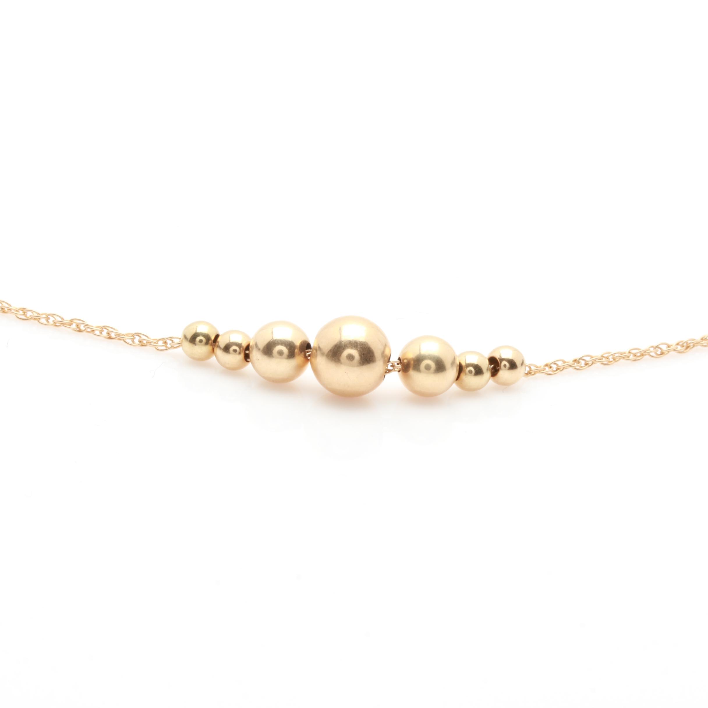 14K Yellow Gold Beaded Necklace