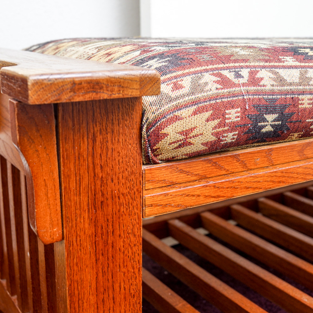 Contemporary Mission Style Oak Laminate Benches | EBTH