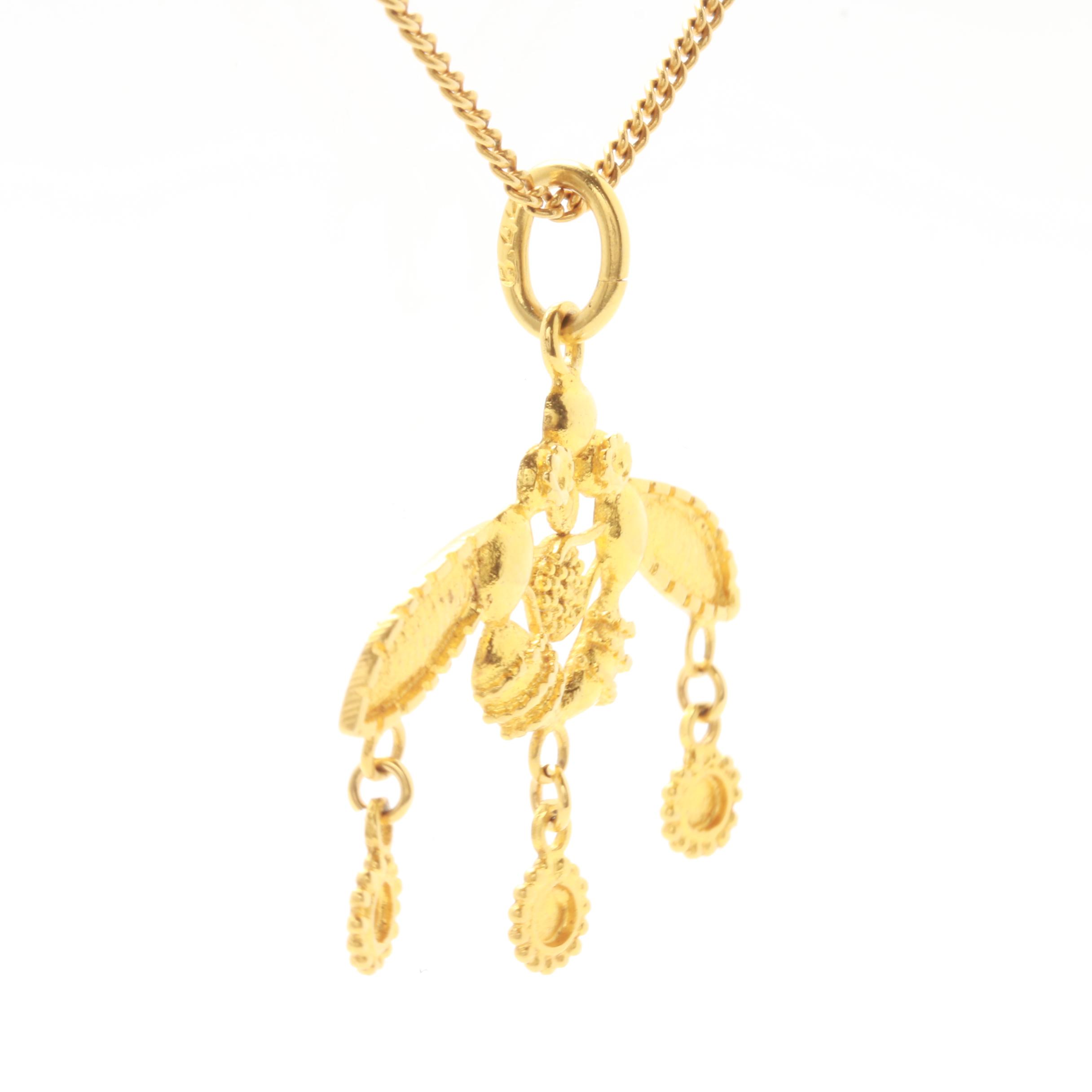 14K and 18K Yellow Gold Minoan Bee Pendant Necklace