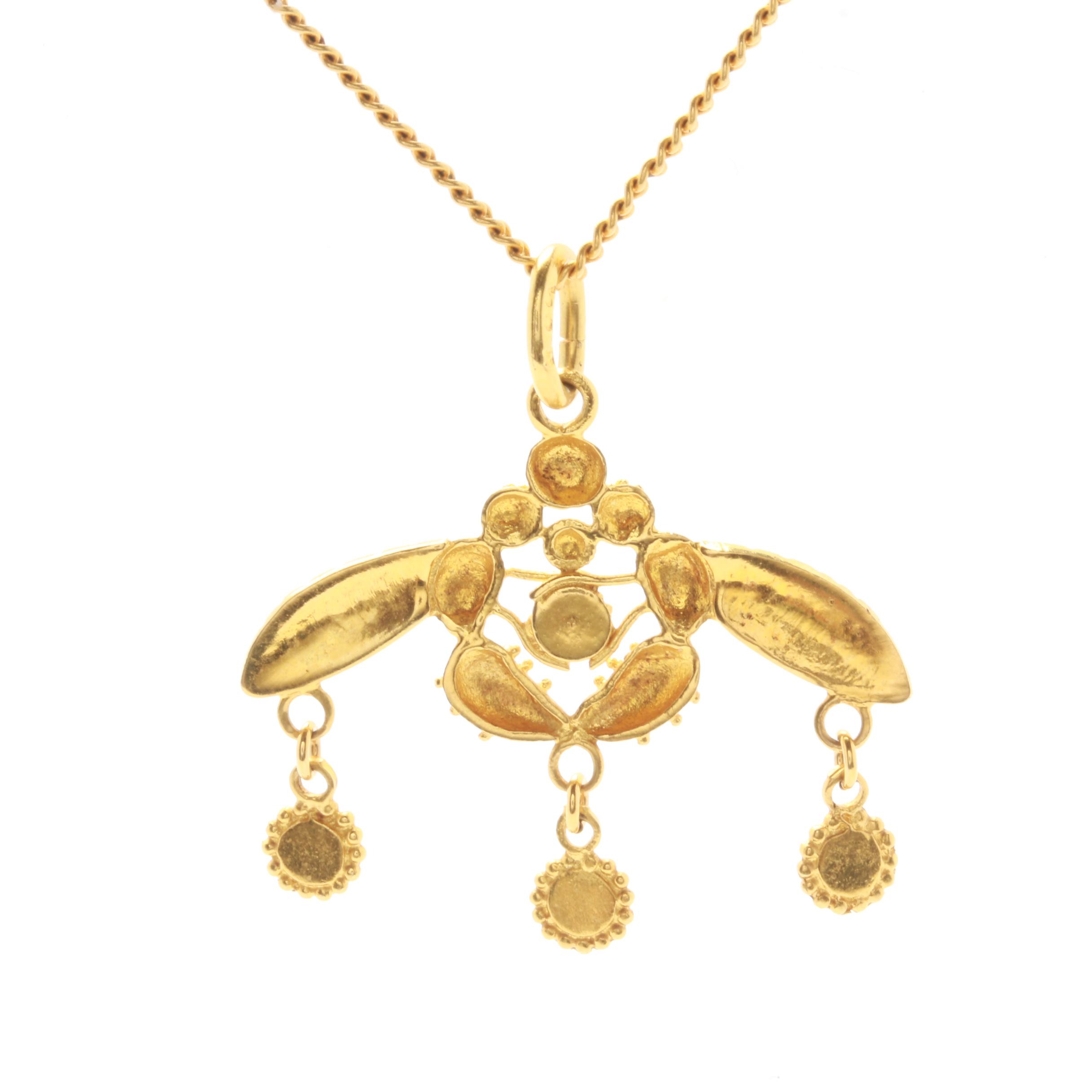 14K and 18K Yellow Gold Minoan Bee Pendant Necklace