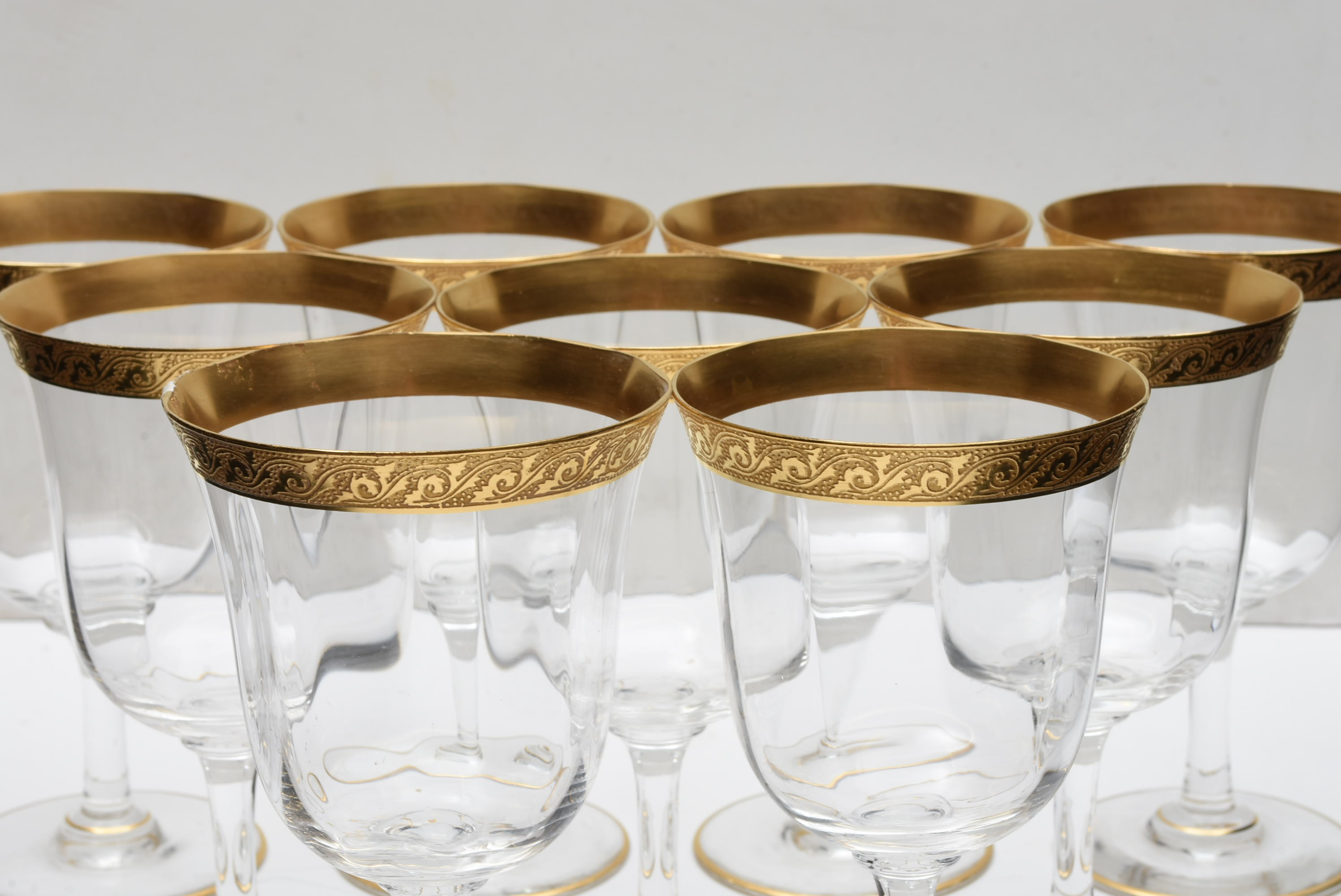Crystal Stemware With Gold Rim