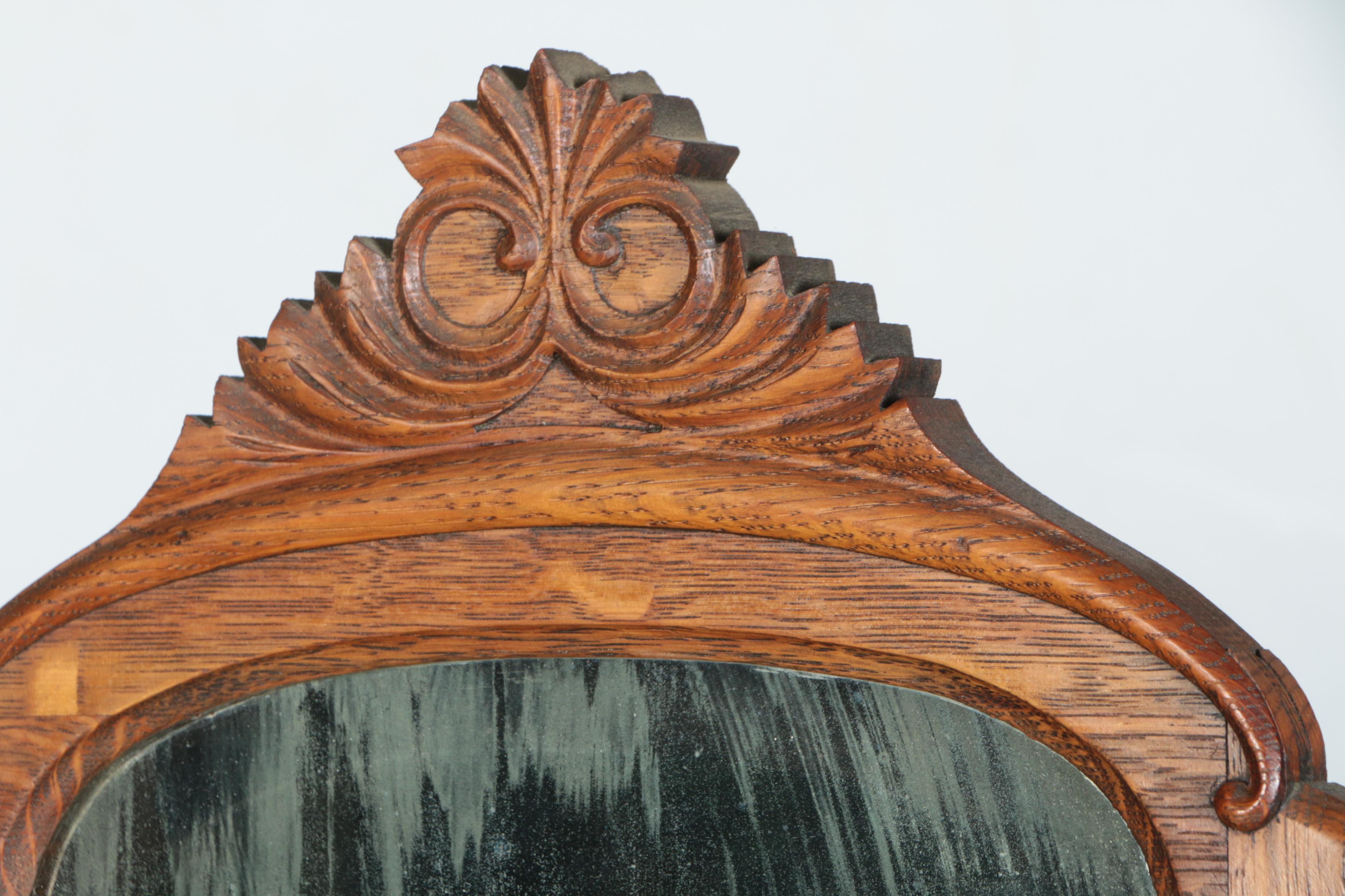 Vintage Victorian Style Oak Side by Side Chifferobe with Fall Front and Mirror