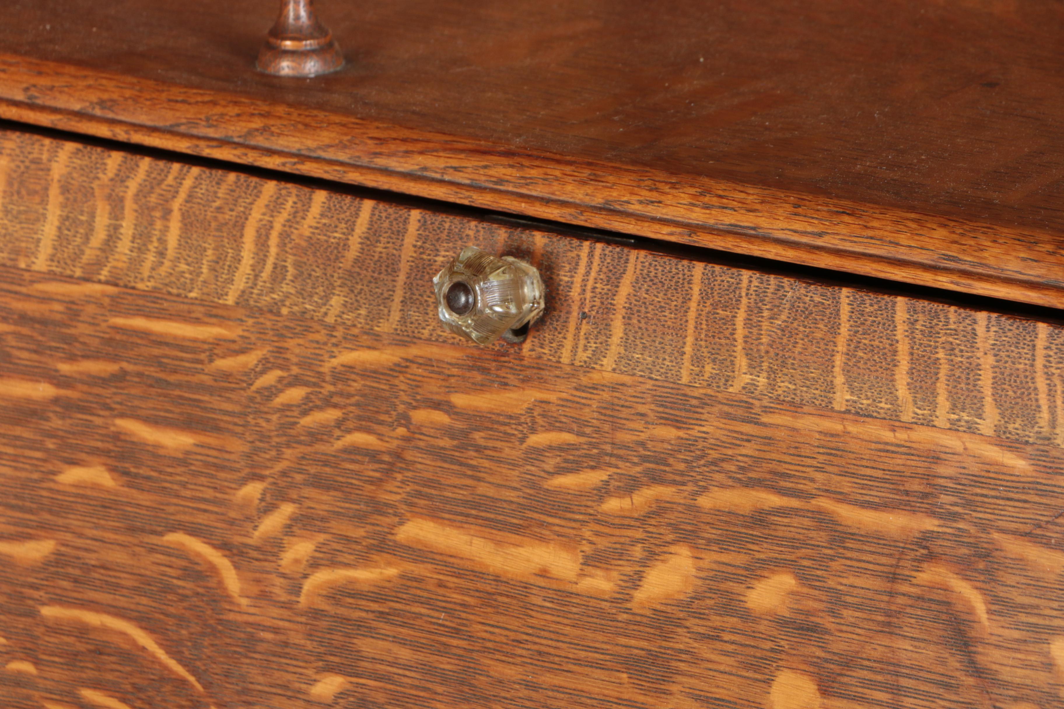 Vintage Victorian Style Oak Side by Side Chifferobe with Fall Front and Mirror