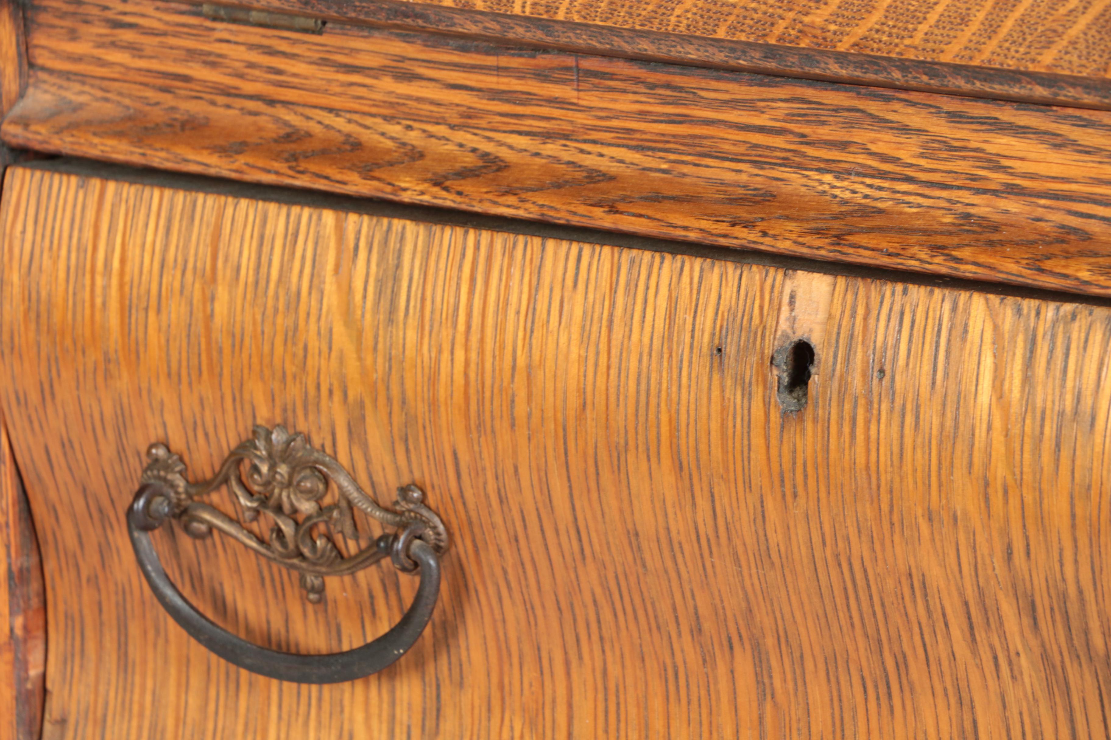 Vintage Victorian Style Oak Side by Side Chifferobe with Fall Front and Mirror