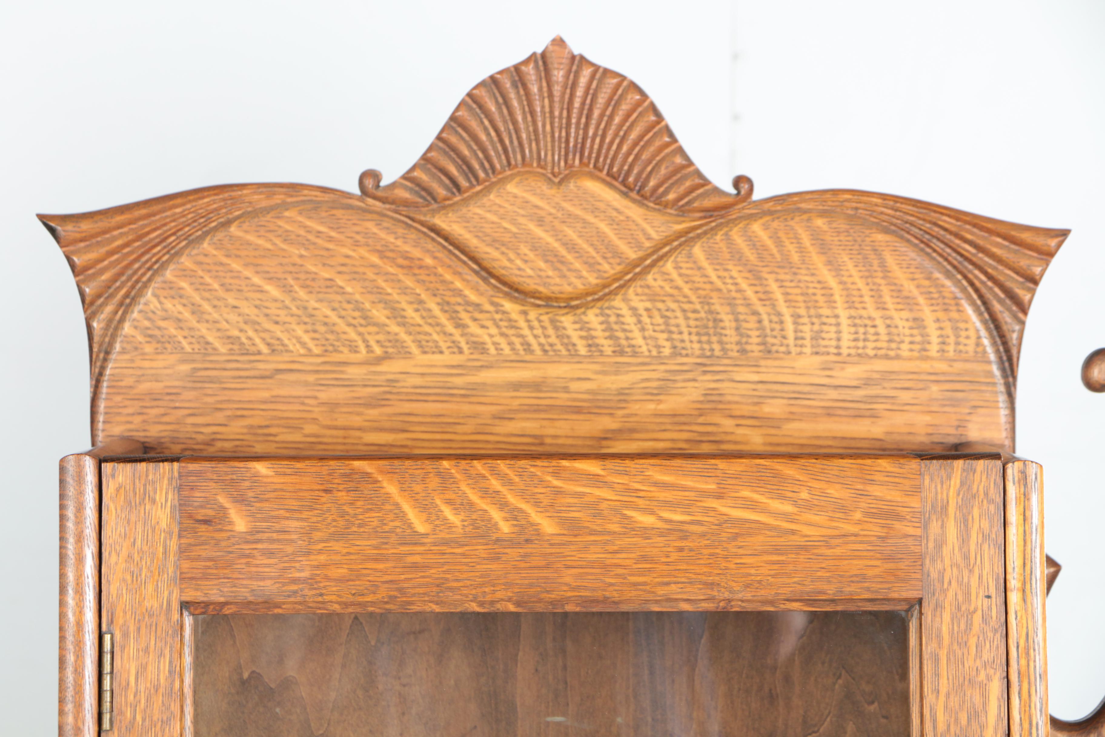 Vintage Victorian Style Oak Side by Side Chifferobe with Fall Front and Mirror