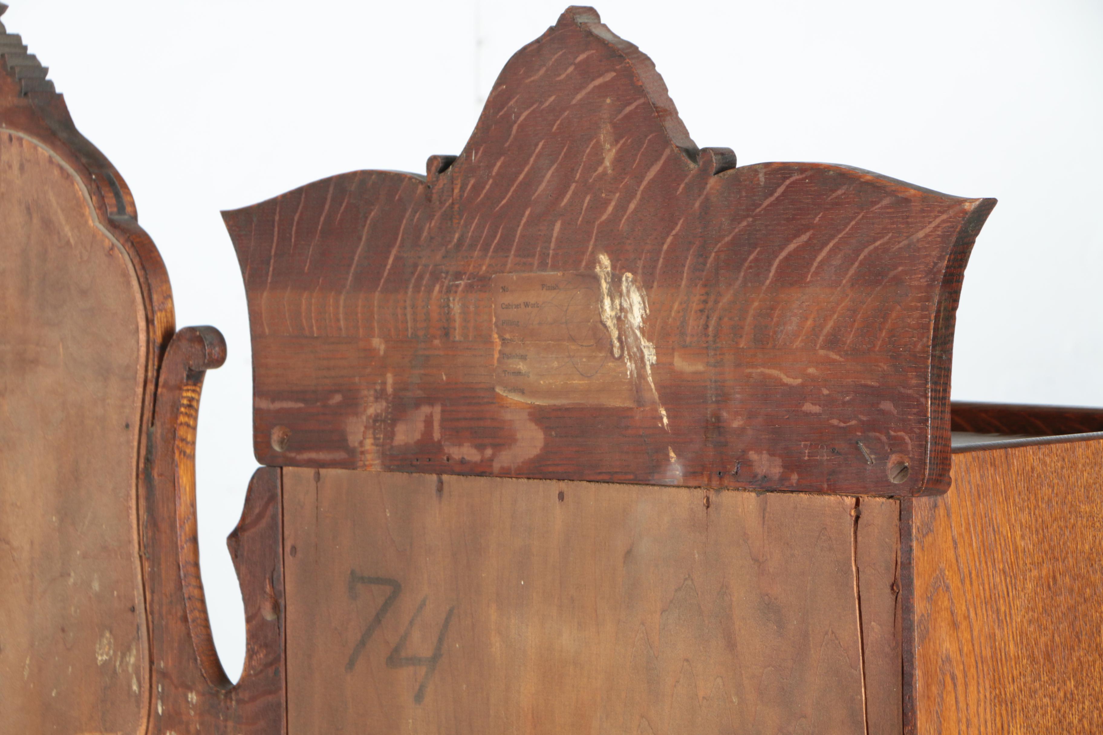 Vintage Victorian Style Oak Side by Side Chifferobe with Fall Front and Mirror