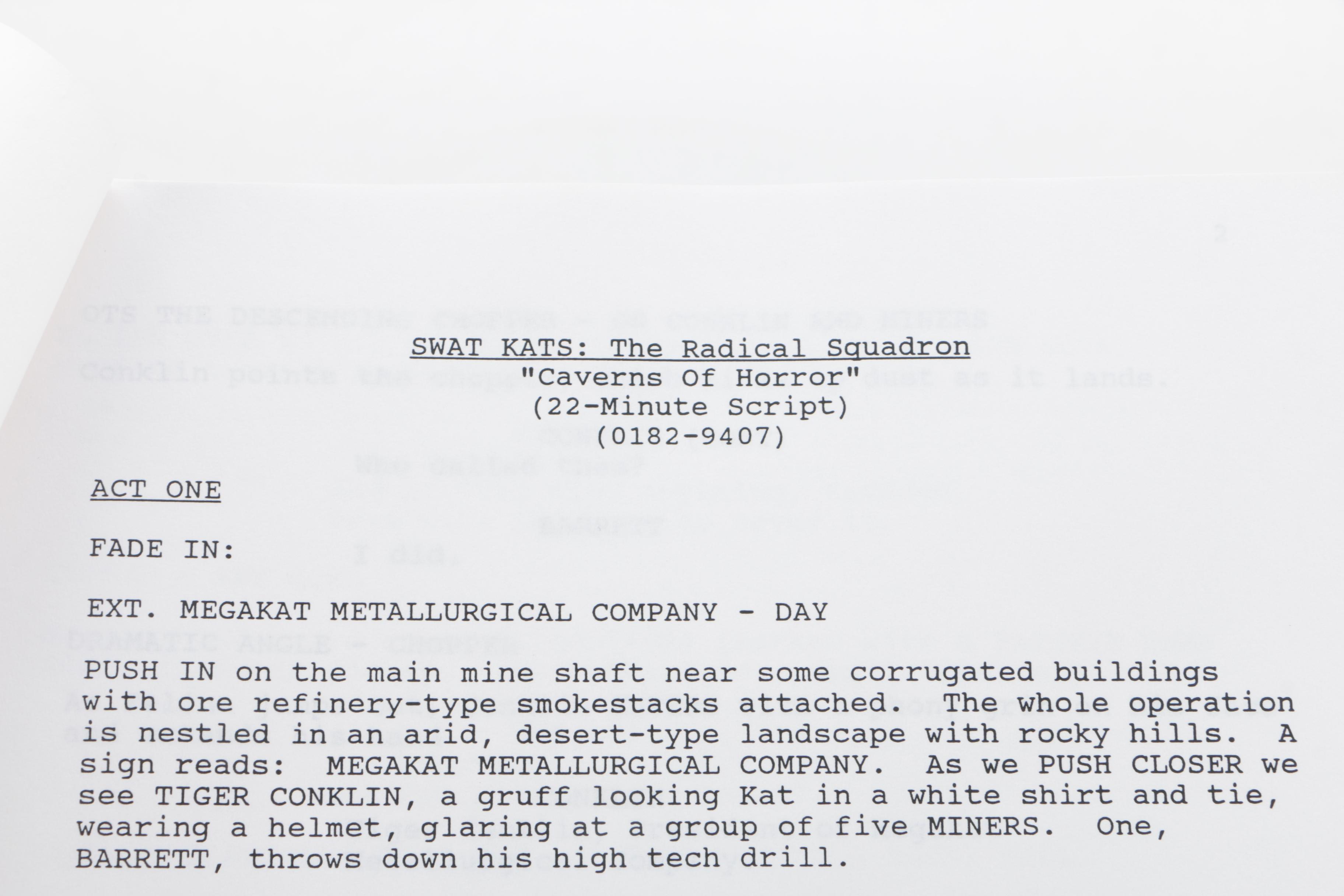 Script for Cartoon Series Swat Kats: The Radical Squadron