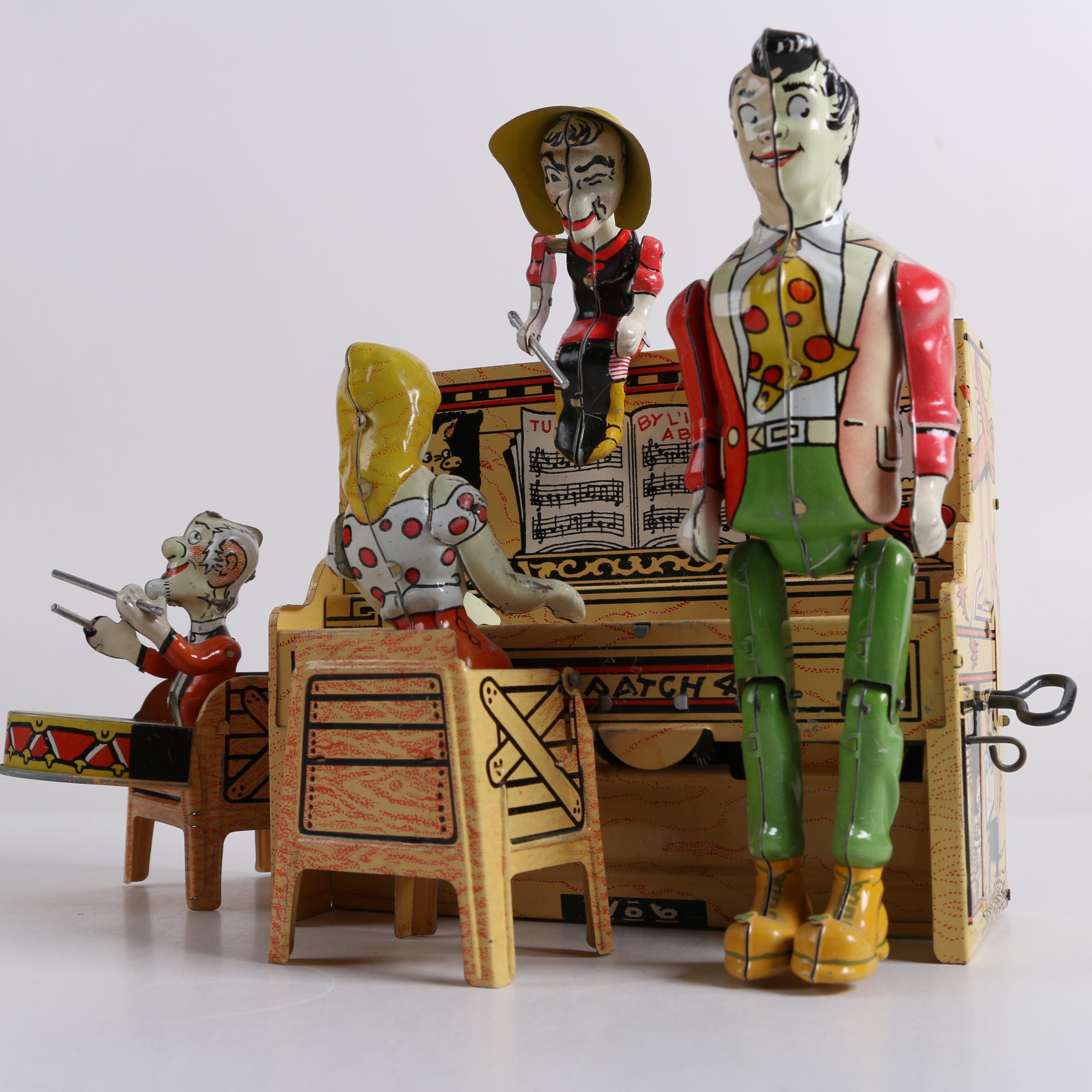 1945 "Li'l Abner" Dogpatch Band Tin Wind-Up Musical Toy by Unique Art Mfg. Co.