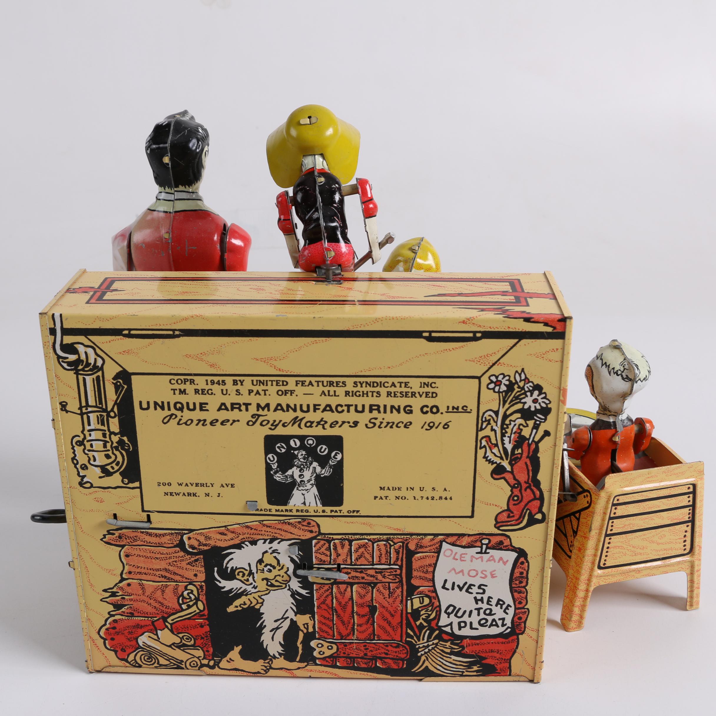 1945 "Li'l Abner" Dogpatch Band Tin Wind-Up Musical Toy by Unique Art Mfg. Co.