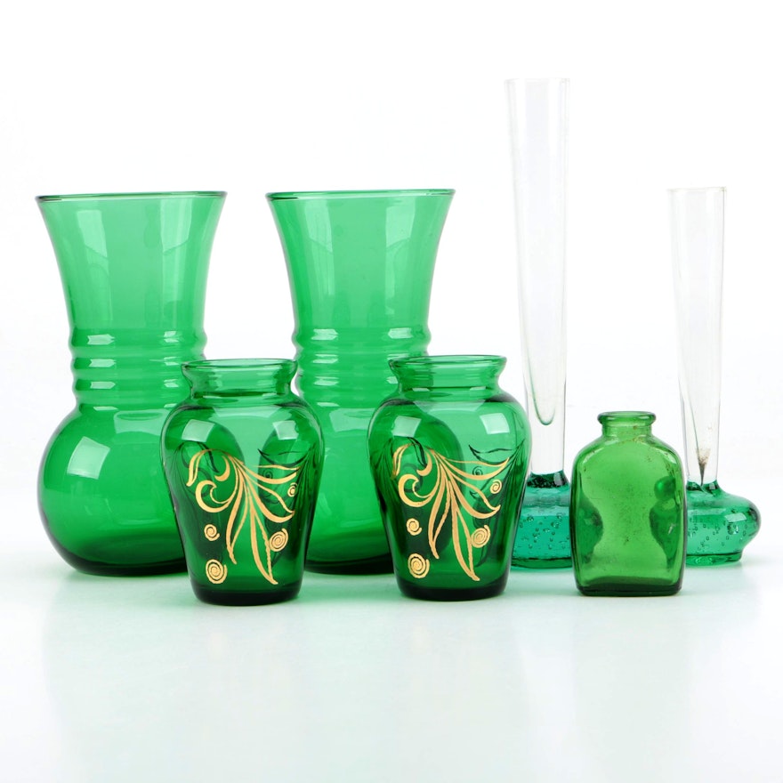 Green Glass Vases