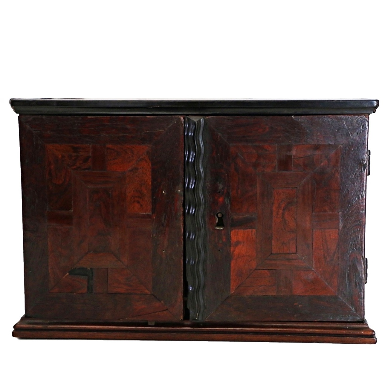 Antique Dutch Snakewood, Ebony, and East Indian Rosewood Parquetry Spice Cabinet