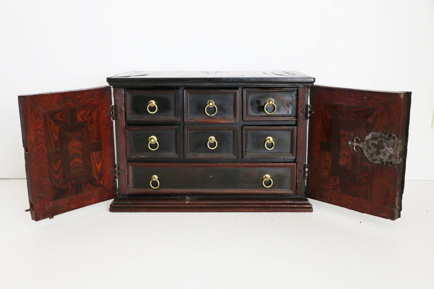 Antique Dutch Snakewood, Ebony, and East Indian Rosewood Parquetry Spice Cabinet