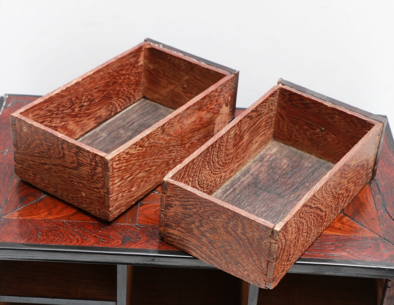 Antique Dutch Snakewood, Ebony, and East Indian Rosewood Parquetry Spice Cabinet