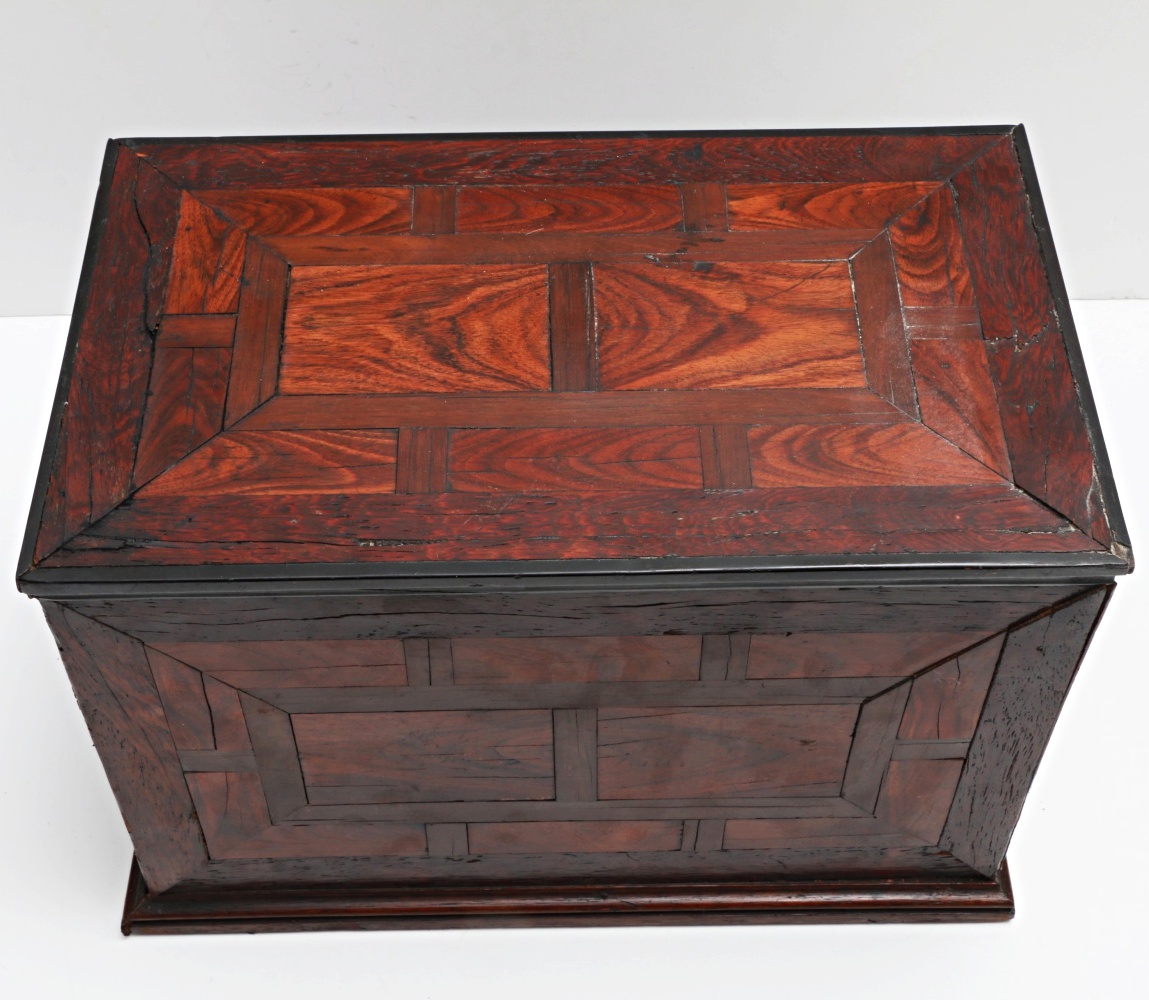 Antique Dutch Snakewood, Ebony, and East Indian Rosewood Parquetry Spice Cabinet
