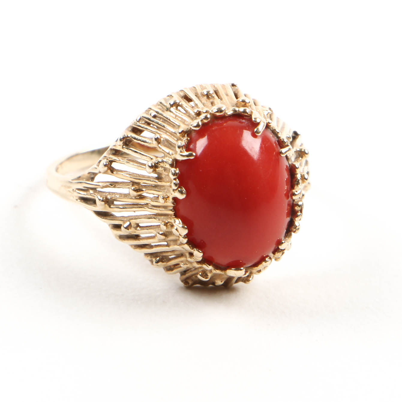 14K Yellow Gold Coral Ring